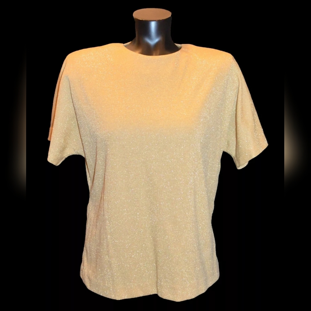 Sunny Sport Vintage 80s Gold Over sized Sparkle Tunic Shirt top sz 10